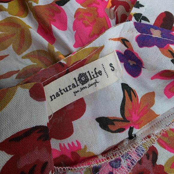 Natural Life Dress Womens Small Colorful Floral Rayon Open Back Tie Bow Sundress - Picture 2 of 16